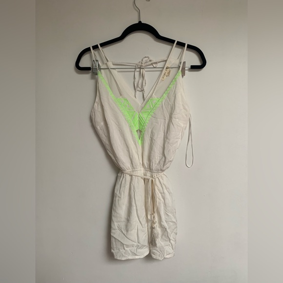 White romper with neon, worn once - Picture 1 of 3